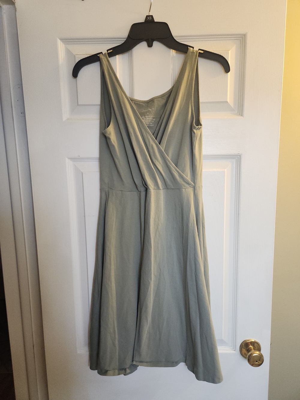 Elegantees Sage Green Wrap-Front Women's Dress